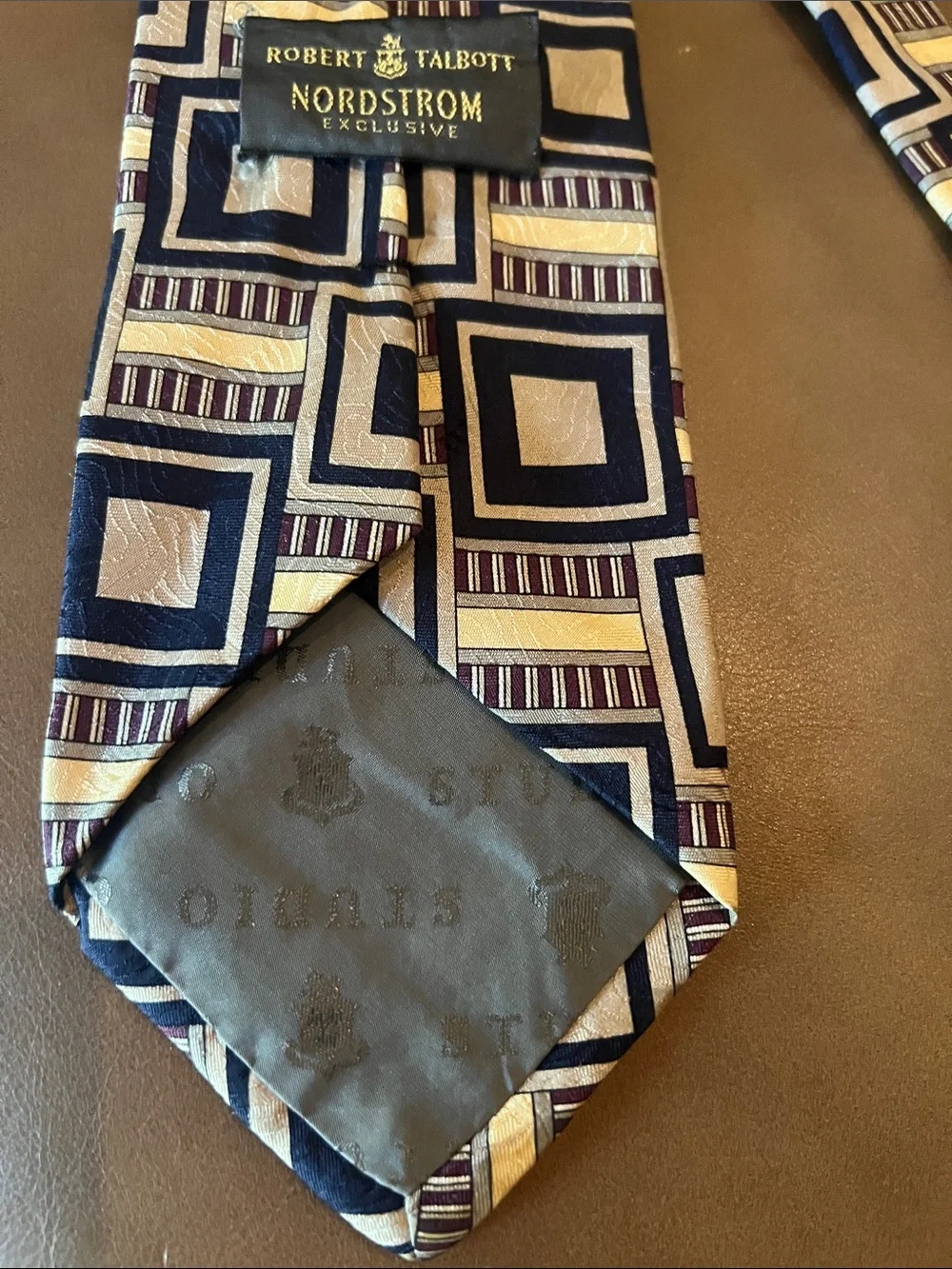 Nordstrom Robert Talbott Navy and Gold Geometric Silk Tie